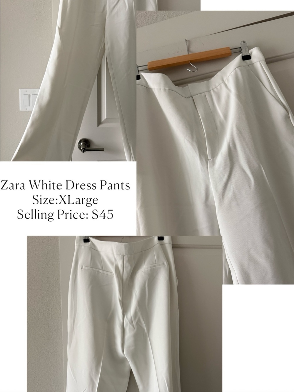 Zara White Tailored Dress Trousers